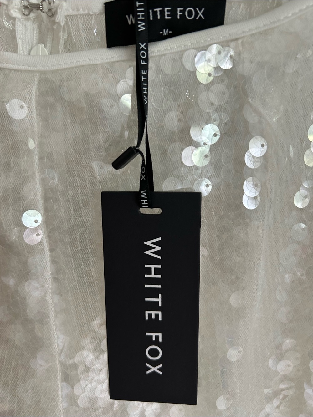 NWT White Fox Boutique Ivory Sequin Wide-Leg Pants - Picture 4 of 4